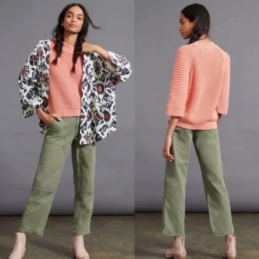 Anthropologie Mackenzie Chunky Knit Short Sleeve Sweater